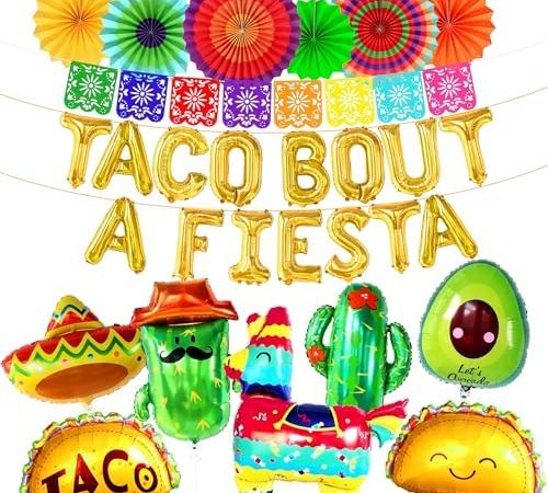 KatchOn, Taco Bout A Fiesta Decorations - Big Set of 29 | Felt Mexican Banner, Taco Balloons, Fiesta...