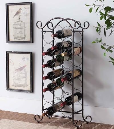 Kings Brand Furniture - 21 Bottles Freestanding Floor Metal Wine Storage Rack, Wine Bottle Holders...