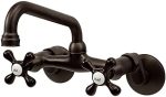 Kingston Brass KS213ORB Victorian Two Handle Wall Mount Kitchen Faucet, 7-Inch, Oil Rubbed Bronze