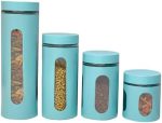 Kitchen Canisters Set For Countertop By Home Basics | Retro-Styled Canisters For Kitchen Counter |...