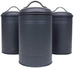 Kitchen Canisters, Set of 3 for Countertop Storage of Coffee, Food, Charcoal Grey Metal, All...
