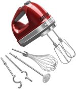 KitchenAid 9-Speed Digital Hand Mixer with Turbo Beater II Accessories and Pro Whisk - Candy Apple...