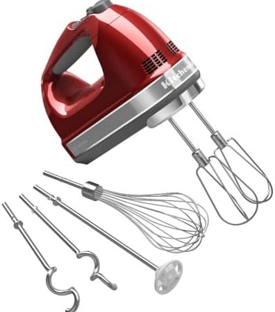 KitchenAid 9-Speed Digital Hand Mixer with Turbo Beater II Accessories and Pro Whisk - Candy Apple...
