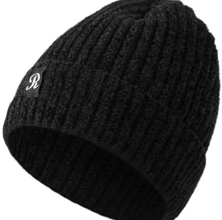 Knit Beanie Winter Hat, Thermal Thick Polar Fleece Snow Skull Cap for Men and Women
