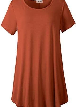 LARACE Plus Size Tops for Women Short Sleeve Shirts Casual Summer Clothes Round Neck Tunics for...