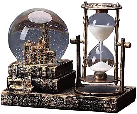 LED Music Crystal Snow Globe with Hourglass Vintage Paris Eiffel Tower Home Decoration for Living...