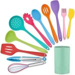 LIANYU 12-Piece Silicone Kitchen Cooking Utensils with Holder, Kitchen Tools Set Include Slotted...