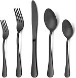 LIANYU 40 Piece Matte Black Silverware Set, Stainless Steel Black Flatware Cutlery Set for 8, Fancy...