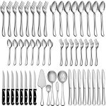 LIANYU 53-Piece Silverware Set Service for 8 with Steak Knives and Serving Utensils, Forks and...