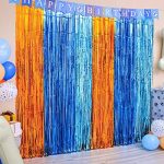 LOLStar Blue Dog Foil Fringe Curtains, Blue Dog Birthday Party Supplies, 2 Packs of 3.3x6.6 ft...