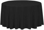 LTC LINENS Black Round Tablecloth for 60 Inch Circle Table -120 Inch Round Table Cloth - Washable,...