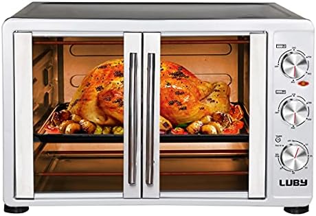 LUBY Large Toaster Oven Countertop, French Door Designed, 55L, 18 Slices, 14'' pizza, 20lb Turkey,...