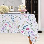 LUSHVIDA Easter Fabric Rectangle Table Cloth, Polyester Easter Spring Flower Tablecloth, Table Cover...