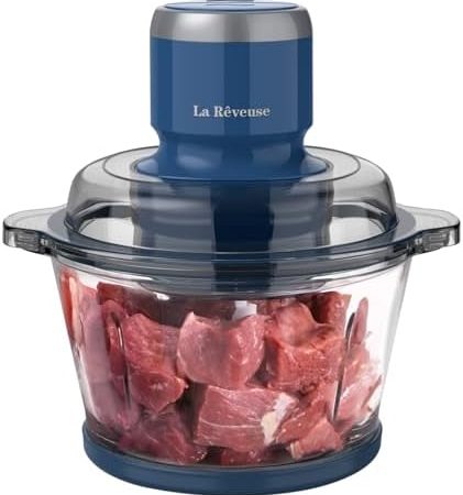 La Reveuse Food Processor,Electric Food Chopper with 7-Cup (1.7L) Glass Bowl, 4 Bi-Level Blades for...