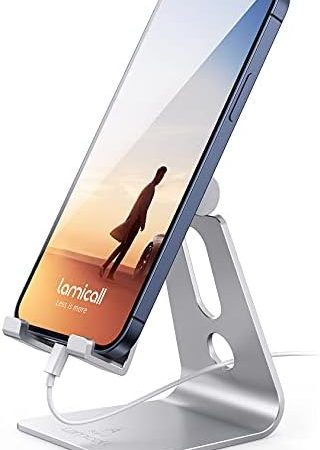 Lamicall Adjustable Cell Phone Stand, Desk Phone Holder, Cradle, Dock, Compatible with Phone 12 Mini...
