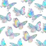 Laser Butterfly Wall Decor,48Pcs 2 Styles 3 Sizes,Removable Butterflies for Cake Cupcake Toppers, 3D...