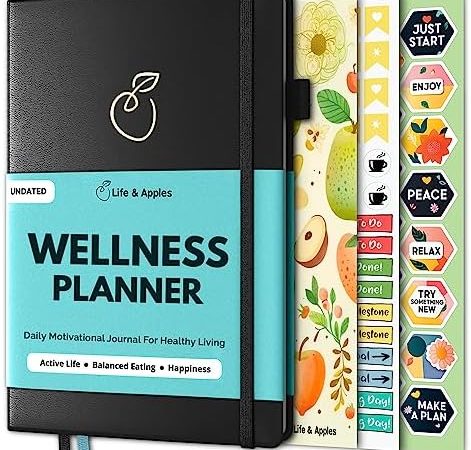 Life & Apples Wellness Planner - Food Journal and Fitness Diary with Daily Gratitude and Meal...