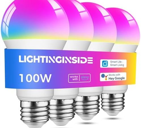 Lightinginside Smart Light Bulbs 100W Equivalent, 1350LM 11W WiFi Smart Bulb Works with Alexa/Google...
