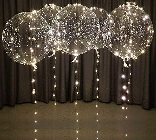Lightsfevers warm white led balloons with batteries, wedding balloons, party balloons 20 inch clear...