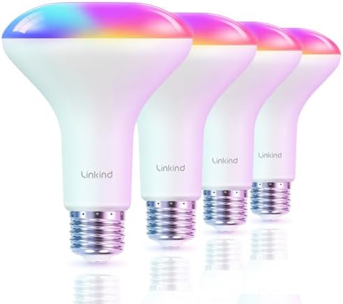 Linkind BR30 Smart Light Bulbs, WiFi Flood Light Bulbs Compatible with Alexa & Google Home, RGBTW...