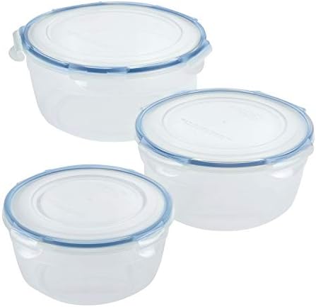 LocknLock Easy Essentials Food Storage lids/Airtight containers/Stackable, BPA Free, 6 Piece, Clear
