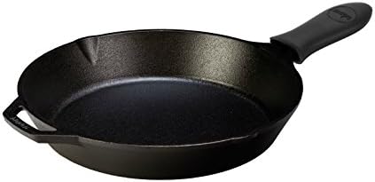 Lodge Seasoned Cast Iron Skillet with Hot - 12 inch Frying Pan with Silicone Hot Handle Holder...