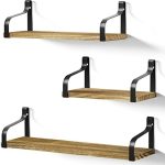 Love-KANKEI Floating Shelves Wall Mounted Set of 3, Rustic Wood Wall Storage Shelves for Bedroom,...