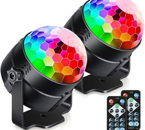Luditek 2-Pack Sound Activated Party Lights with Remote Control Dj Lighting, Disco Ball Light,...