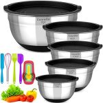 Luyata Mixing Bowls With Airtight Lids, 15PCS Stainless Steel Metal Nesting Mixing Bowl Set - Size...