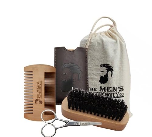 M. A. C. Beard Kit for Men, Beard Grooming Kit Including Boar Bristle Brush, Trimming Scissor, Beard...