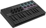 M-WAVE 25 Key USB MIDI Keyboard Controller With 8 Backlit Drum Pads, Bluetooth Semi Weighted...