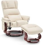 MCombo Swivel Recliners with Ottoman, Reclining TV Chairs with Vibration Massage, Faux Leather...
