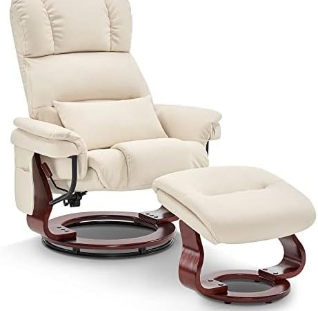 MCombo Swivel Recliners with Ottoman, Reclining TV Chairs with Vibration Massage, Faux Leather...