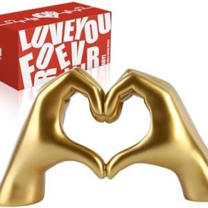 MOYI Gold Decor for Living Room Bedroom Bookshelf Coffe Table, Heart Hands Statue Shelf Decor,Love...