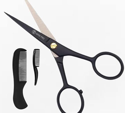 MTM PRO Professional Beard & Mustache Scissors with Mustache Comb Grooming kit for Men Beard...