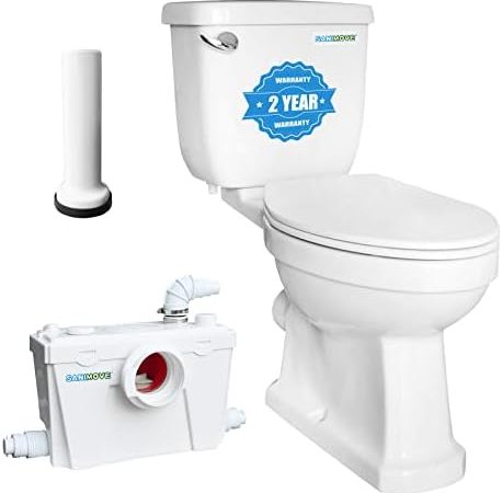 Macerating Toilet with Macerator Pump for Basement Upflush Toilet System, 4 Water Inlets for Kitchen...