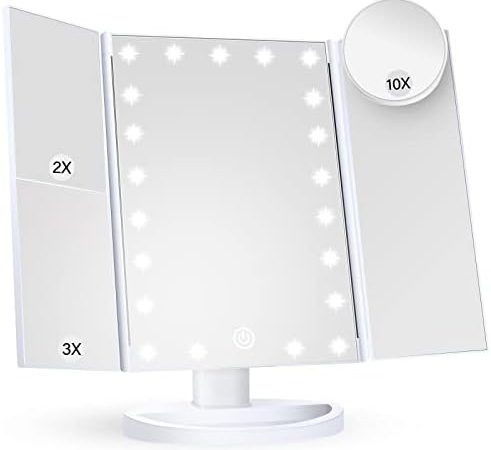 Makeup Mirror Vanity Mirror with Lights, 2X 3X 10X Magnification, Lighted Makeup Mirror, Touch...