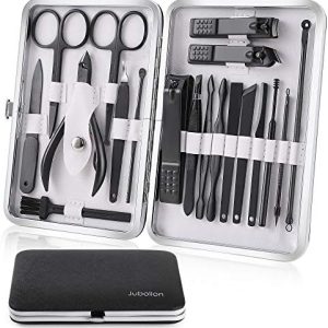 Manicure Set, Jubolion 19pcs Stainless Steel Professional Nail Clippers Pedicure Set with Black...