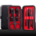 Manicure Set Professional Pedicure Kit Nail Clippers Set Steel Black 7 in 1 Grooming Kit Nail...