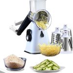Manual Rotary Cheese Grater -Round Mandoline Slicer with 3 Interchangeable Blades -Vegetable Slicer...