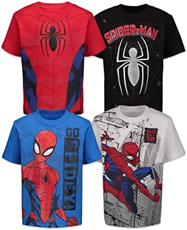 Marvel Spider-Man 4 Pack Pullover T-Shirts Toddler to Big Kid