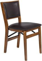 Meco STAKMORE Retro Upholstered Back Folding Chair Fruitwood Finish, Set of 2