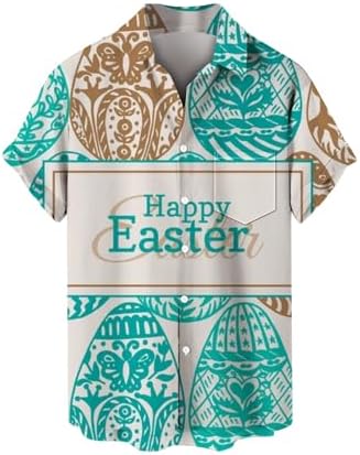 Mens Easter Shirts Polo Short Sleeve Casual Tops Shirt Egg Printed Oversized Retro Beach Blouses...