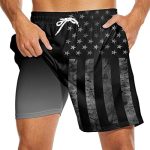 Mens Swim Trunks with Liner Breathable Compression Swim Shorts with 3 Pockets Flag Bathing Suit for...