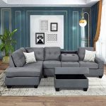 Merax Sectional Sofas 3-Seat Sofa Sectional Sofa Couches with Chaise Lounge and Ottoman for Living...