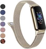 Metal Band for Fitbit Luxe Bands Women Men, Stainless Steel Mesh Loop Adjustable Magnetic Wristband...