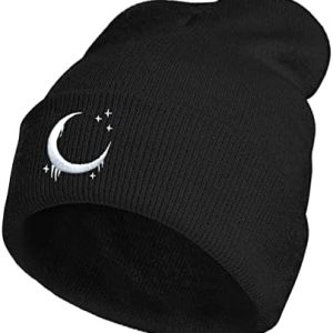 MiAnMiAn Embroidery Goth Beanie Knit Hats for Men & Women, Embroidery Winter Hats Skull Cap