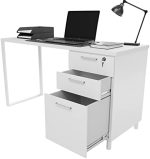 Milano Home Office Desk - 47 Inch White/White Home Office Desk with Drawers - Modern Computer Desk...