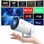 Mini Projector with Android TV 11.0, Support 1080P Smart Portable Projector with 5G WiFi and...