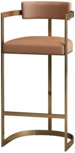 Minimalist Modern Bar Chair with Handrails – High Back, Synthetic Leather